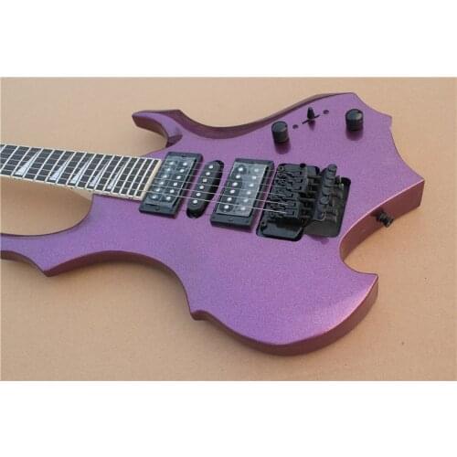 Custom 6 string Gai electric guitar,metal black body,tremolo bridge,HSH pickups,neck bolt on body,sun fire pearl shellinlay