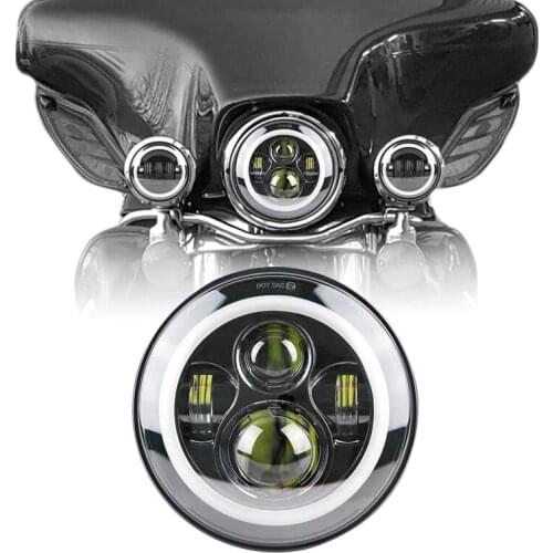Headlights 7 inch Round LED Headlamp with white DRL/Amber turning signal Hi low beam motorcycle headlight