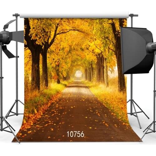 Photography Backdrops Autumn Yellow Leaves Tree Tunnel Vinyl Cloth Photo Background for Studio Portrait Photocall for Photophone