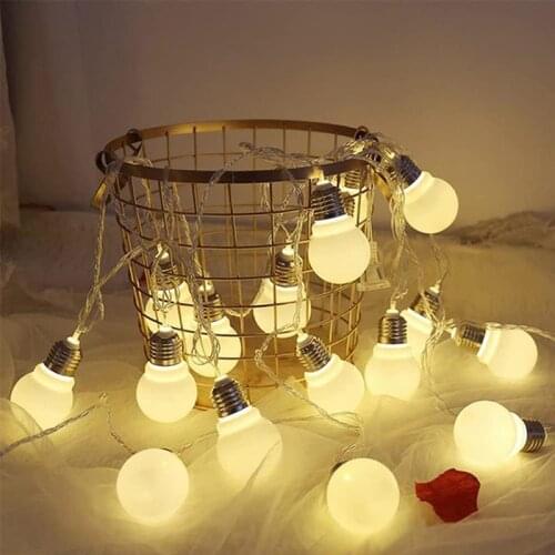 Outdoor Bulbs String Lights 4M 20 LEDs IP65 Waterproof Garland Wedding Decoration Lamp Frosted White Bulbs Fariy Light For Home
