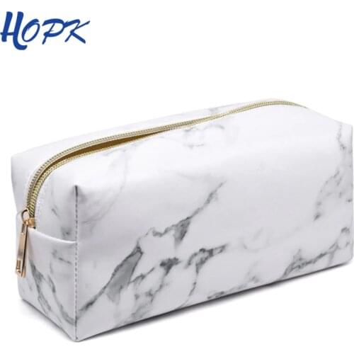 Hopk Marble Pencil Case for Girls Boy Pencilcase Makeup Storage Supplies Big Cosmetic Bag Pencil Box Pencil Bag School Tools
