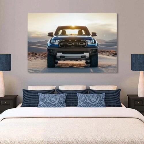 Canvas Painting Fords Ranger Raptor Blue Car Pickup Picture Wall Art Posters and Prints Modern Home Room Decorations