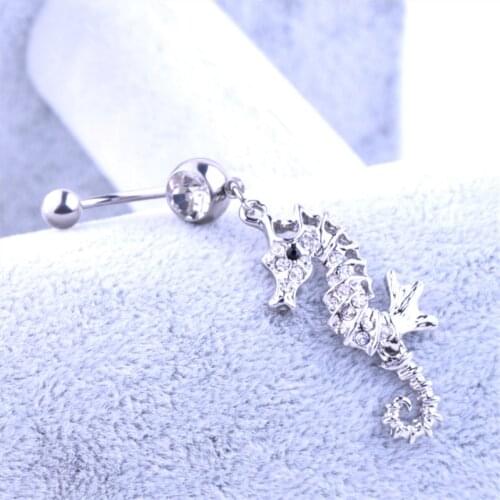 New Style Surgical Steel Dangle Navel Rings Animal Seahorse Navel Bars Fashion Belly Button Ring Piercing Sexy Body Jewelry