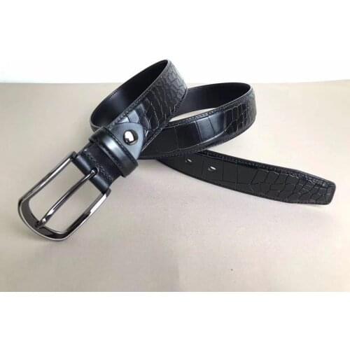 Cow leather crocodile pattern men casual belt pin buckle belts high quality
