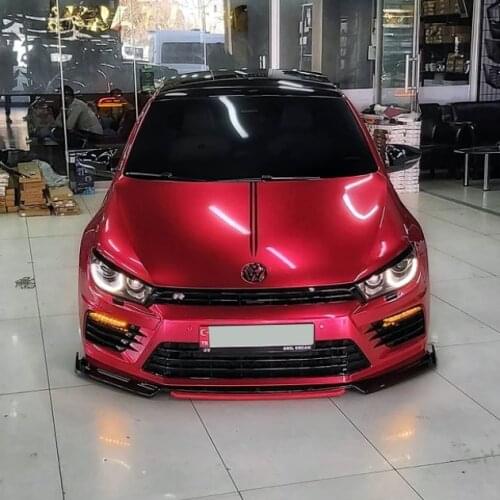 For Volkswagen Scirocco Front Bumper Attachment Gloss Black - Red Line 4 Pcs