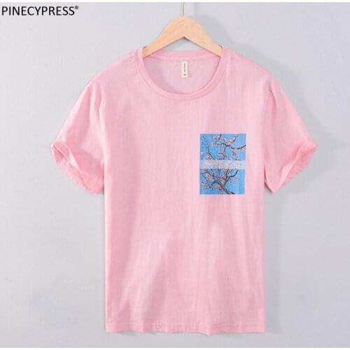 Linen Anti-pilling Anti-pilling Breathable Soft Men T-Shirt Fashion Printing Casual Summer Male Letter Man Short Sleeve T Shirt