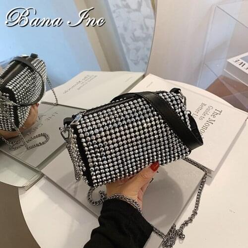 Small Shoulder Bags For Woman Bright Diamonds Clutch Bag Lady Retro Armpit Handbag And Purse Chain Mini Cross-body Bags
