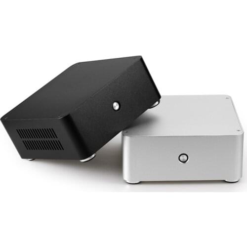 PC Mini Case HTPC Safe Cabinet Horizontal ITX Motherboard Desktop Computer Small Chassis All-aluminum Supports Wall Mountable F