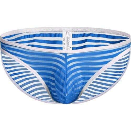 Men Sexy Briefs Adult Breathable Mesh Elastic Low Waist Spandex Moisture Wicking Transparent Underwear Underpants Apparel Newest