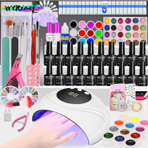WiRinef 24W UV LED Lamp Gel Nail Polish Nail Set Kit Soak of Gel Varnishes Manicure Art Tools Set Top and Base Coat Lacquer