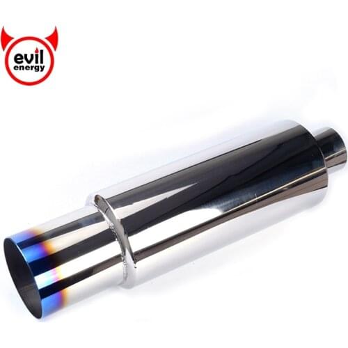 Evil energy Universal 2.5" Inlet 4" Outlet Stainless Steel Muffler Rear Blue Carbon Fiber Weld-On Exhaust Muffler Tip