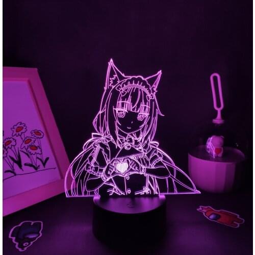 Nekopara Anime Figure Vanilla 3D Led Lamps RGB Night Lights Birthday Cute Gifts Game Bedroom Bedside Manga Table Desk Decoration