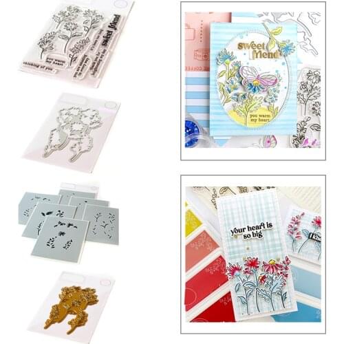 2021 New SWEET FRIEND FLORAL Clear Stamps Metal Cutting Dies Hot Foil Plate Stencil Sets For Making Greeting Card Scrapbooking