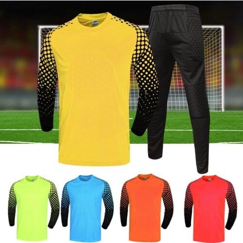 2018 New Adult & Kids Goalkeeper Suit, Male Child goaltender Soccer set , Boys Football training uniforms , Goal keeper Clothing