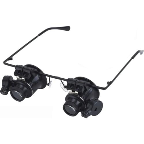 Jewelers Repair Wearing Magnifier Glasses with LED 20X Lens Magnifying Eyewear Magnifier Headband Loupe Repair