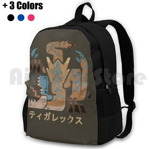 Monster Hunter World Iceborne Tigrex Kanji Icon Outdoor Hiking Backpack Waterproof Camping Travel Tigrex Monster Hunter Monster