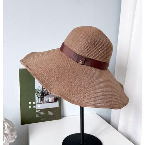 Fashion Summer Beach Wide Brim Sun Hats For Women Female Simple And Elegant French Dome Hat Foldable Caps Chapeu Praia Pink Hat
