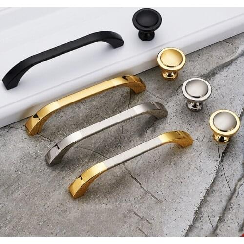 Modern Simple Cabinet Drawer Door Pulls and Handles Round Knob Zinc Black/Gold/Silver Kitchen Wardrobe Furniture Hardware