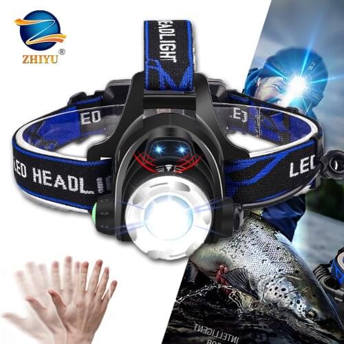 ZHIYU USB Rechargeable Led HeadLamp,IPX4 Waterproof induction Headlight with 4 Modes and Adjustable Headband,for Camping running