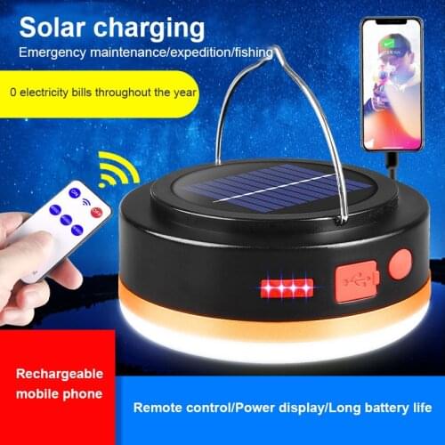 Outdoor Lighting Rechargeable LED Bulb Lamp Remote Control Solar Charge Portable Emergency Night Market Tent Wireless Light