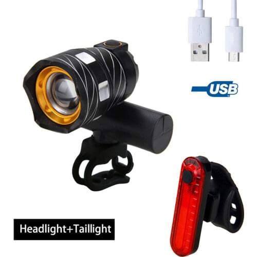 Waterproof USB Rechargeable Bike Light MTB Night Safety Warning Bicycle Lamp with Taillight Bike Accessories