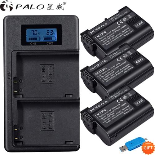 EN-EL15 EN EL15 ENEL15 EL15A Batteries LCD Dual USB Charger for Nikon D600 D610 D600E D800 D800E D810 D7000 D7100 d750 V1 D