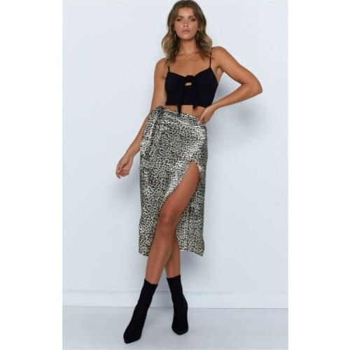 Womens Midi Skirt Leopard Printed High Waist Cocktail Club Bodycon Skirts Party Ladies Printing Hot Skirts Women Split Clothing