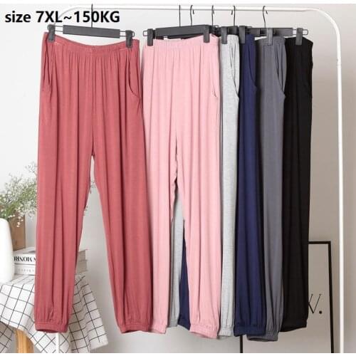 Size 7XL 150KG Spring Summer Thermal pants High Elastic Waist Pants Ladies Loose Causal Homewear Big Sleepwear Pants
