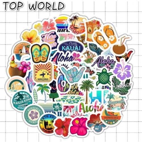 10/50pcs/set Hawaii Beach Cartoon Outdoor Travel Stickers For Luggage Refrigerator Suitcase Motorcycle Skateboard Laptop