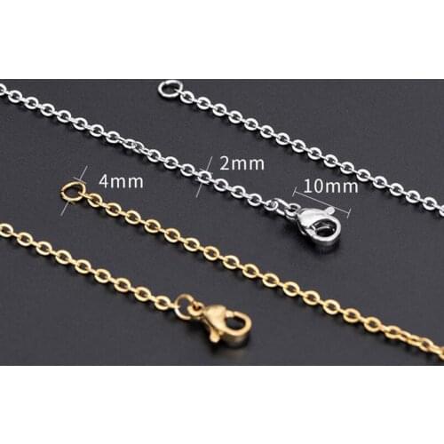 10pcs/lot 2mm Width Stainless Steel Gold Link Chains Necklaces for DIY Jewelry Findings Making Materials Handmade 40 45 cm Long