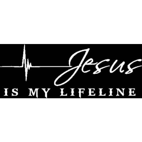 12.7CM*4.7CM JESUS IS MY LIFELINE Vinyl Car Motorcycle Sticker Decals Black/Silver C13-000165