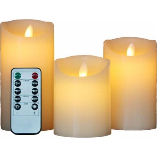 3Pcs Candles Lights, LED Flameless Candles Light with Timer Remote Control Smooth Flickering Candle Light Battery Operated