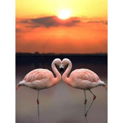 5D Diamond Painting Animal DIY Square Round Diamond Sunset Double Flamingo Picture Cross Stitch Set Mosaic Home Decoratio WG2377