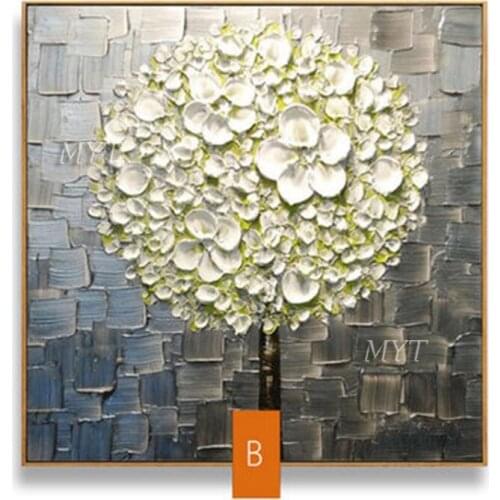 Blue Purple White Flowers Abstract Oil Painting Wall Art Home Decor Picture Modern Oil Painting On Canvas 100% Handpainted