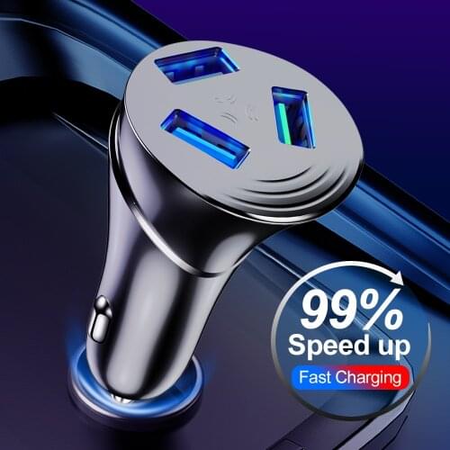 Car USB Charger Quick Charge 3.0 4.0 Universal 35W Fast Charging in car 3 Ports mobile phone charger for samsung s10 iphone 12