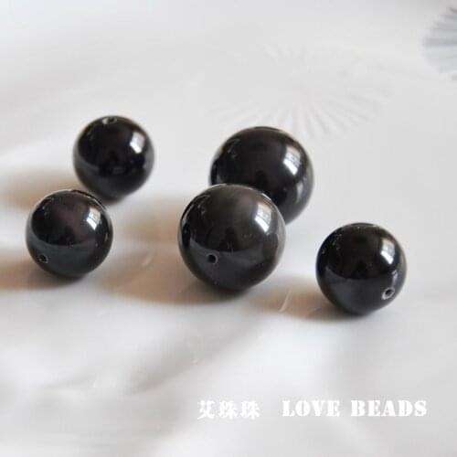 Large size round loose beads black obsidian 5 pcs/lot 12mm14mm16mm18mm20mm jewelry making DIY for women