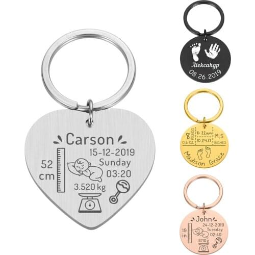 Baby Keychain Customized New Baby Data Statistics Fashion Bag Charm Jewelry New Father & Mother Souvenir Keying Gifts