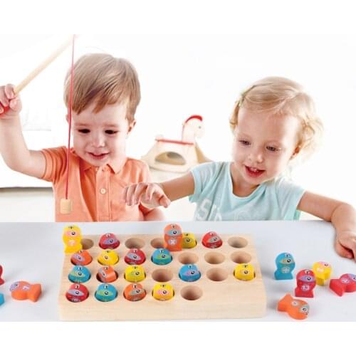 Wooden Magnetic Fishing Game Number Letter Cognitive Sorting Puzzle Early Education Educational Parent-child Interactive Toy