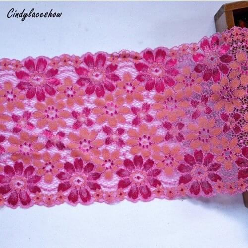 17cm Wide Apparel Lace Accessories purple Red Elastic Stretch Lace Applique Trim Ribbon Sewing Fabrics Underwear Garment Clothes