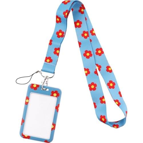 G1945 Flower Necklack Lanyard Key Gym Strap Multifunction Mobile Phone Decoration With Cartoon Card Holder Cover