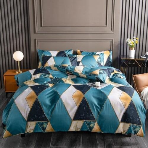 New Geometric Printed Bedding Set King Size Duvet Cover Sets Pillowcase Single Twin Full Double Queen Soft Bedclothes (No Sheet)