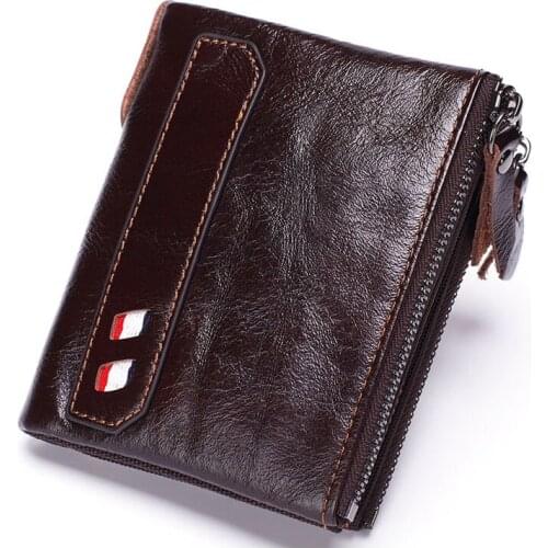 New Genuine Leather Clip Wallet Men Zipper Designer Mens Purse Man High Quality Coin Credit Card Holder Cartera Mens Wallets