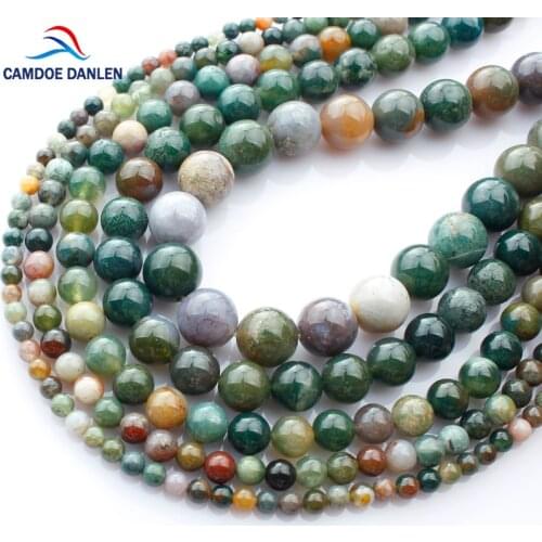CAMDOE DANLEN Natural Stone Indian Agates Round Beads 4 6 8 10 12 14 MM Diy Woman Man Necklace Bracelet Beads For Jewelry Making