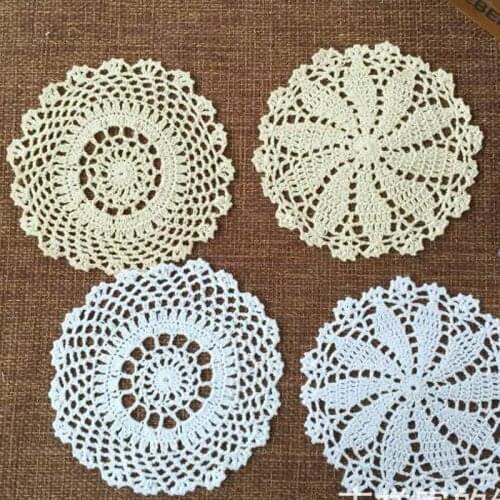 10Pcs/Lot 20cm Round lace cotton table place mat pad crochet placemat cup mug wedding tea cookware coaster Christmas doily Decro
