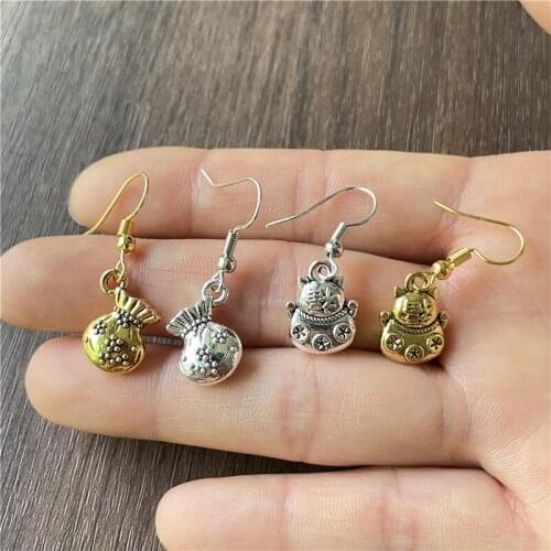Zinc Alloy Money Bag Cute Cat Earring Pendant Beauty Men’s Jewelry Wearing Products DIY Connector