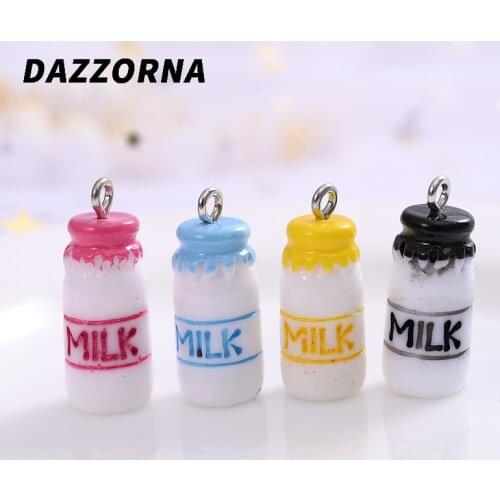 Fashion 10Pcs/Pack 4colors Cartoon Cute Milk Bottle Shape Acrylic Pendants Pendants For Bracelet Making Diy Handmade Accessories