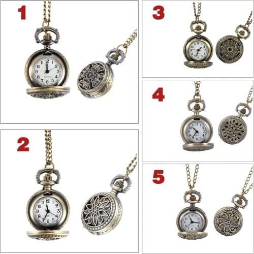 Fashion Vintage Women Pocket Watch Alloy Retro Hollow Out Flowers Pendant Clock Sweater Necklace Chain Watches Lady Gift NOV99