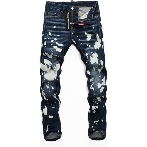 2021 hot brand Europe and the Italian paint mens trousers Dsquare fragment personality street men d2 new jeans