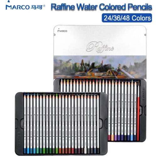 Marco Water Color Pencil Set 24/36/48/72 Soluble Coloured Pencils Sketch Watercolor Drawing Pen Paint Art Supplies Raffine 7120