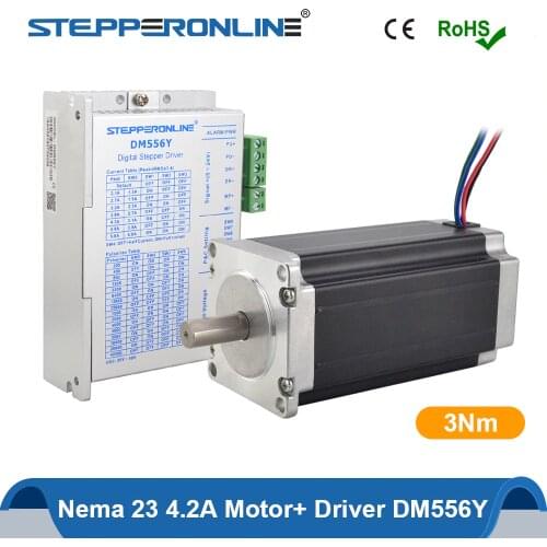 STEPPERONLINE Nema 23 Stepper Motor Kit 3Nm(425oz.in) 4.2A 4-lead 10mm Shaft & Stepper Driver for CNC Milling Machine